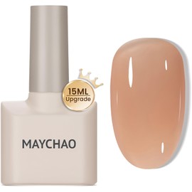 MAYCHAO 15ML Jelly Nude Gel Nail Polish 1Pc Crystal Nude Gel Polish Soak off Translucent Nude Nail Polish Nail Art Manicure Salon DIY at Home, 0.5 OZ