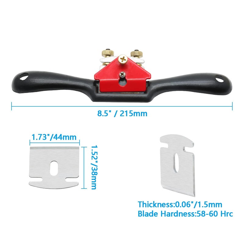 Jiozermi 9" Adjustable Spokeshave with 4 Pcs Replacement Metal Blade,