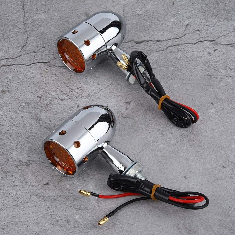 Hlyjoon 2Pcs Moto Turn Signal Light LED Retro Motorcycle Turning