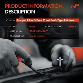 A-Premium 30 PCS Bumper Filler & Door Panel Car Retainer Fastener Push Pin Clips Compatible with Mazda CX-5 3 2010-2018 6 2009-2017 CX-9 2010-2019 5 2006-2010 MX-5 Miata CX-7 2 CX-3 - for 8mm