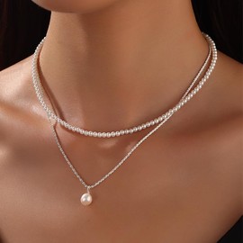 S925 Sterling Silver Women Natural Pearl Choker Necklaces Pendant Necklace with Pearl, Elegant Jewelry Gifts for Girlfriend, Wife, Birthday, Christmas, Wedding, Mother’s Day