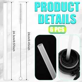 6PCS Replacement Straws for Ello Cooper Stainless Steel Water Bottle 40oz, Plastic Reusable Straws with Cleaning Brush for Sports Bottle Tumbler Travel Parts Free BPA Straws