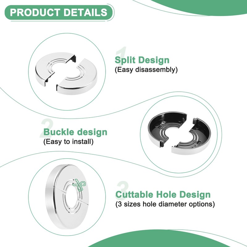 M METERXITY 2-Pack Cuttable Wall Split Flange, for 0.8/1/1.2 Inch(20/25/32mm)