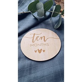 Wooden Baby Milestone Discs Keepsake Box boy Girl Baby Gift (Different Designs) (Heart)