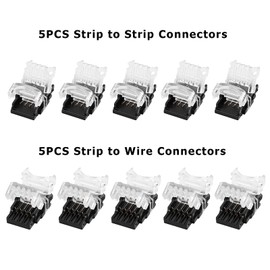 SUPERNIGHT 10 Packs 4 Pin LED Strip Connectors, Led Connectors for Waterproof 0.39in / 10mm RGB 5050 LED Strip Lights, Strip to Strip, Strip to Wire Led Lights Connector Good Connection