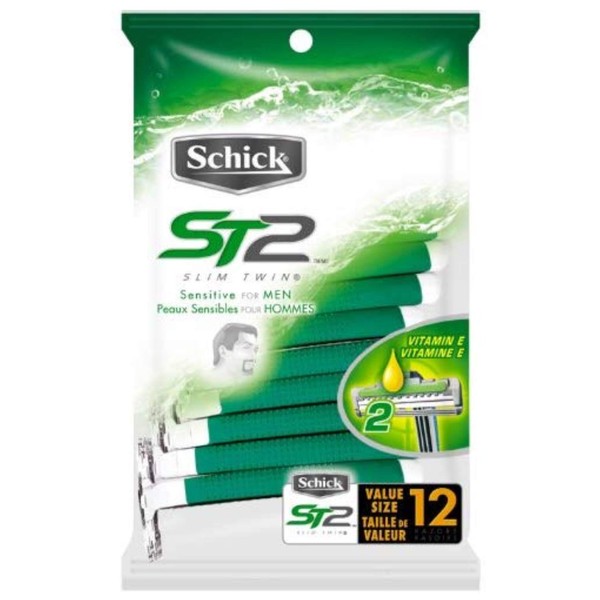 Schick ST2 SlimTwin Disposable Razors Sensitive 12 Each ( Pack of 4 )