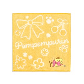 Towel Museum Sanrio Big Ribbon Pom Pom Pudding, Towel Handkerchief, YY, Yellow, Initial Y 28-2030072, Approx. 9.8 x 9.8 inches (25 x 25 cm)