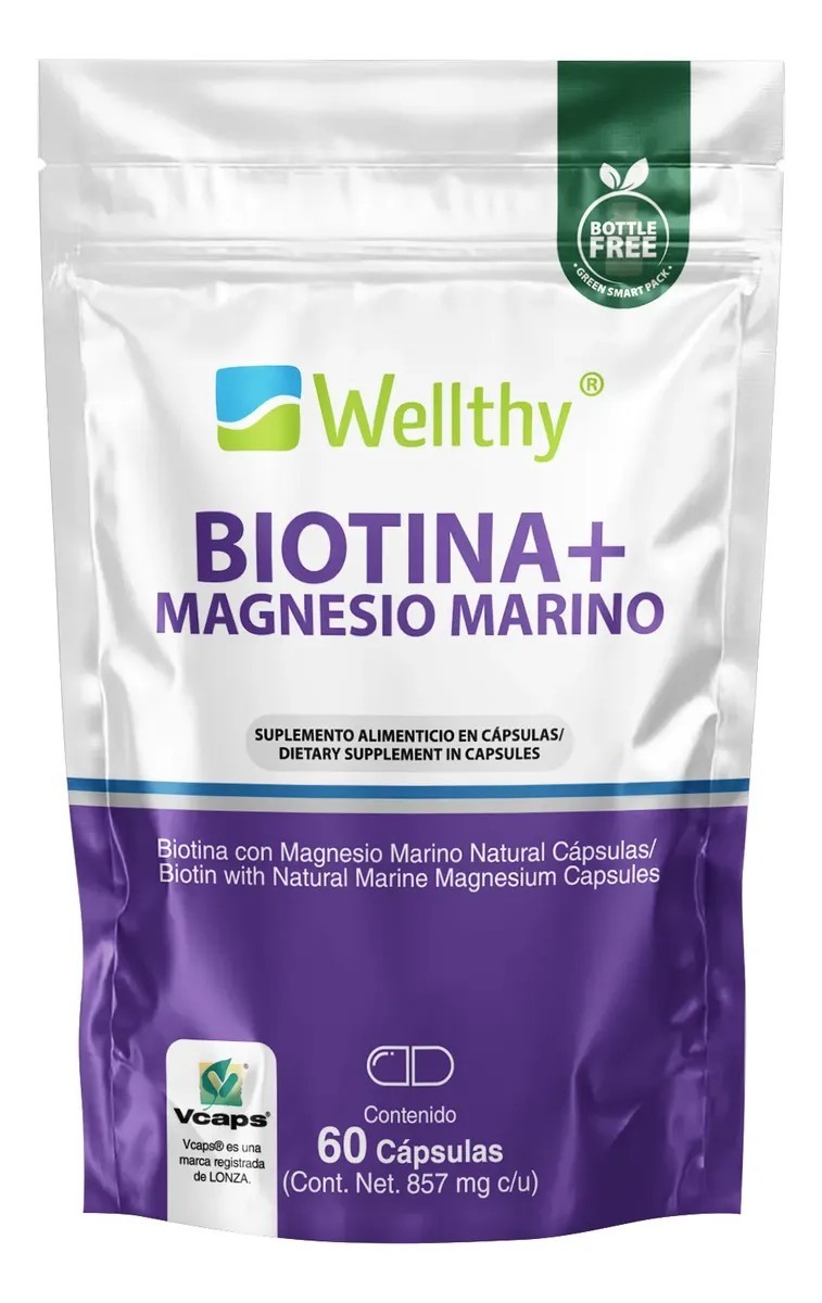 Biotina  Magnesio Marino 60 Caps Wellthy
