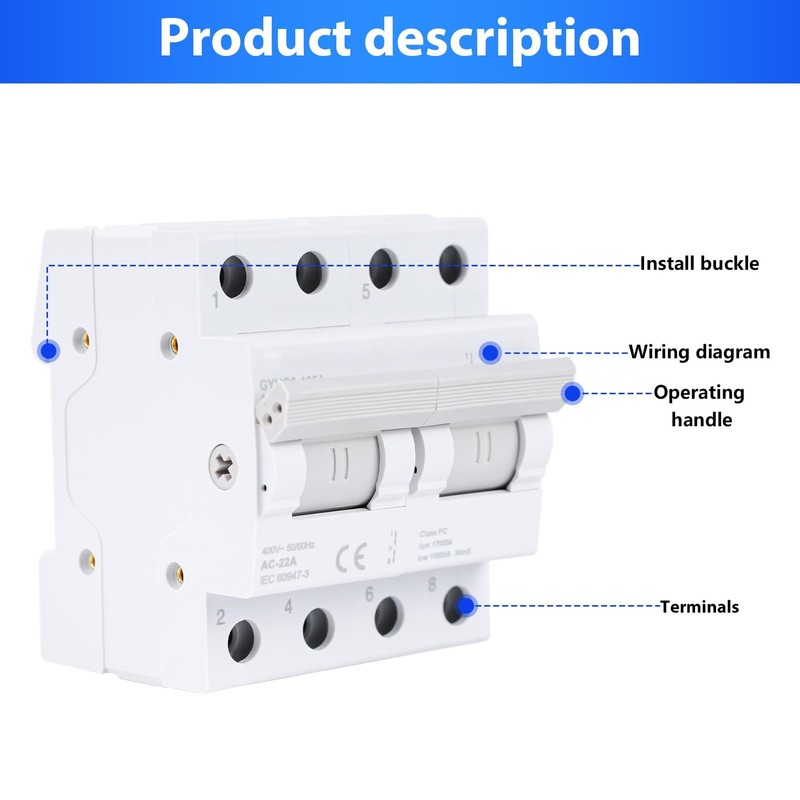 Jadeshay Manual Transfer Switch, 2-Pin 125A Load Disconnect Switch, Dual
