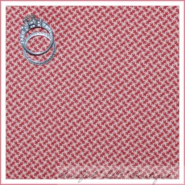 Signature BonEful Fabric FQ Cotton Quilt Red Maroon Cream Small Woven Print Basket Holiday