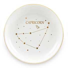 Homlouue Capricorn Gifts for Women, Capricorn Zodiac Ring Dish, Capricorn Birthday Gifts for Women, Ceramic Astrology Sign Jewelry Tray, Zodiac Gifts for Capricorn Constellation for Women Girls