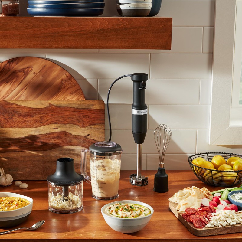 KitchenAid Variable Speed Corded Hand Blender with Accessories, Black Matte,