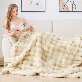 ORINOVA Tie-dye Camel Fuzzy Ultra Soft Bed Comfy Blanket 60x80 Cozy Faux Fur Throw Blanket for Living Room Thick Fluffy Furry Blanket Home Gifts 860 GSM
