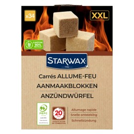 STARWAX - Lighting Cube for Grill, Oven and Fireplace - Quick Lighting - Clean and Odourless - No Palm Oil - 100% Ingredients of Natural Origin - 34 Cubes - 1 Cube = 1 Fire