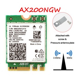 DIGISHUO WiFi 6 Laptop Upgrade Card Dual Band AX200NGW with Two Antenna 2.4Gbps 802.11ax Wireless AX200 WiFi Card Support Bluetooth 5.2 No vPro