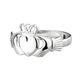 Biddy Murphy, Women's Irish Claddagh Ring, Real 925 Sterling Silver Band, Made in Ireland, Size 5.5