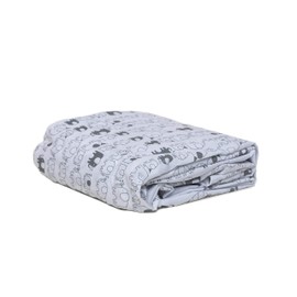 Playette Printed Travel Cot Fitted Sheet, White and Grey Elephants