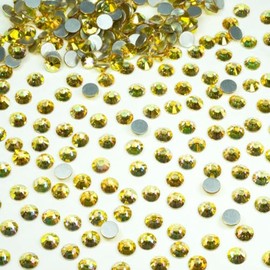 Sunshine Golden Nail Rhinestones 2880pcs SS10 Bulk Metallic Sunshine Nail Art Round Crystals K9 Glass Flatback Gems Beads Stones Diamonds Gluefix for Nail Charms DIY Crafts Jewels Eyes Face Makeup