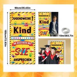 Alles Gute zur Jugendweihe Banner, Fabric Door Banner Youth Consecration Decoration Banner 185 x 90 cm, Finally Adult Party Decoration Hanging Decoration for Boys Girls Adults Party Parties