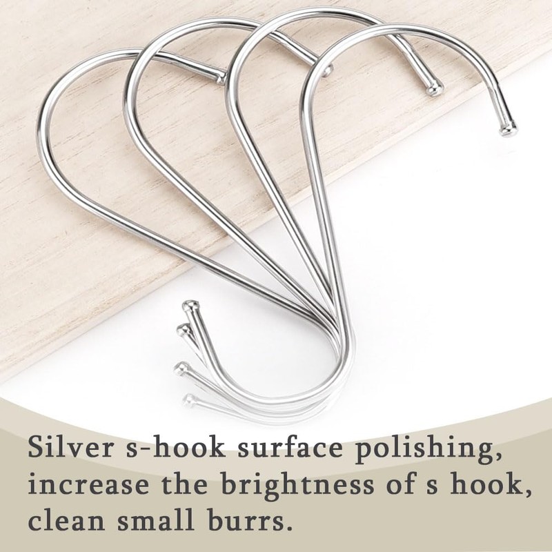 Basuit 10 Pcs S Hooks, S-Shaped Stainless Steel & Iron