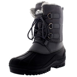 POLAR Womens Hiking Duck Winter Walking Mid Calf Muck Thermal Quilted Boots - Gray - US7/EU38 - YC0336