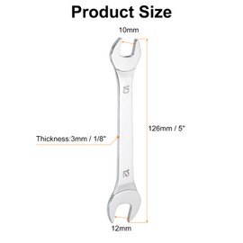 sourcing map 2pcs Super Thin Open End spanners Metric, 10mm x 12mm, Slim Chrome-Vanadium Steel Wrench Tool for Tight Spaces Repair