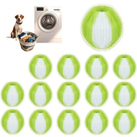 Pack of 15 Pet Hair Remover, Magic Nylon Washing Balls and Pet Hair Remover for Washing Machine, Green Cat Hair Remover, Washing Machine, Hair Catcher, Washing Machine for Removing Pet Hair, Lint