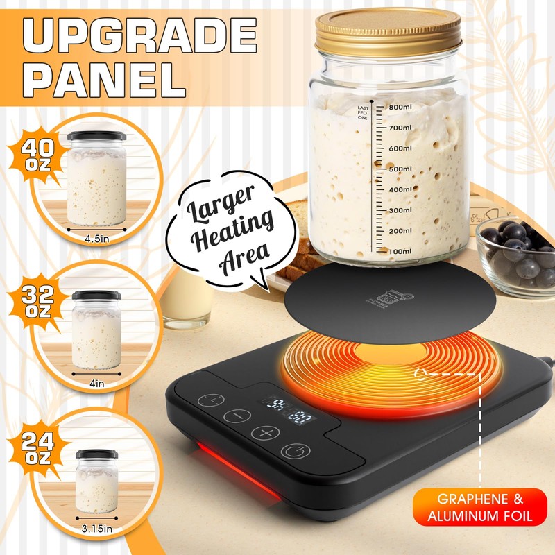 Sourdough Starter Warmer Mat, 12H Timer, Precise 1°F Thermostat Control