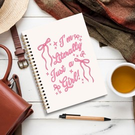 JRTW Coquette Preppy Pink Notebook Journal, I'm Literally Just a Girl Coquette Pink Bow Aesthetic Journal Notebooks for Note Taking, Girly Office Supplies, Preppy Spiral Notebook 5.5x8.3 Inch