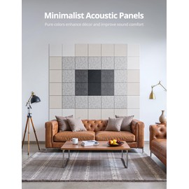 Square Acoustic Wall Panels, Sound Absorbing Panels for Walls, Ceiling, Doors, 18 Pack 12"x12"x0.4" Self Adhesive Decorative White Acoustic Tiles for Recording Studio, Office, Room, Home