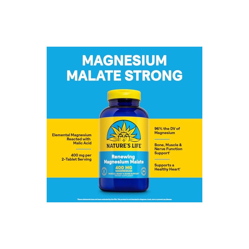 Natures Life Magnesium Malate Tablets, 1300 Mg, 250 Count