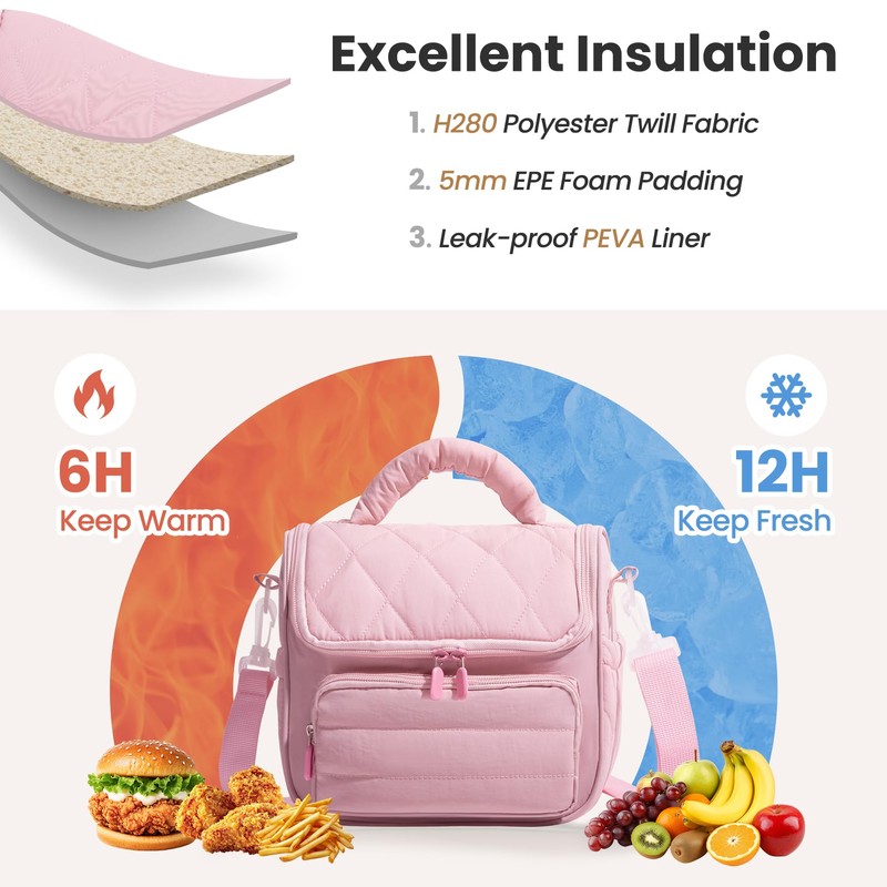 Insulated Lunch Bags for Women, Meal Prep Kit with Containers