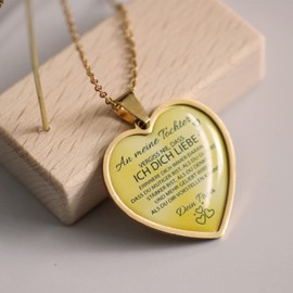 AITENME Necklace Heart Necklace Inspirational German Letters for My Daughter Granddaughter Women's Necklace Stainless Steel, Stainless Steel
