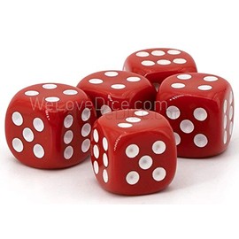 16 mm W6 Cube Red / White - Made in Germany - Pack of 5