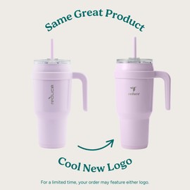 REDUCE Cold1 40 oz Tumbler with Handle - Vacuum Insulated Stainless Steel Water Bottle for Home, Office or Car, Reusable Mug with Straw or Leakproof Flip Lid, Keeps Drinks Cold All Day-Gloss Sea Glass