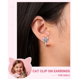 ORISPRE Gifts for Kids Clip on Earrings for Girls 4 5 6 7 8 10 12 Year Old Girl Hypoallergenic Cute Cat Jewelry Granddaughter Gift from Grandma Birthday Easter Valentines