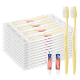Disposable Toothbrush with Toothpaste Set, Individually Wrapped Soft Bristles Travel Size Manual Toothbrushes Kit in Bulk for Hotel/Travel/ Business/Donation/Homeless/Charity/Camping (100 Pack)