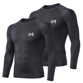 MEETYOO Men's Compression Shirt, Black+Black, X-Large