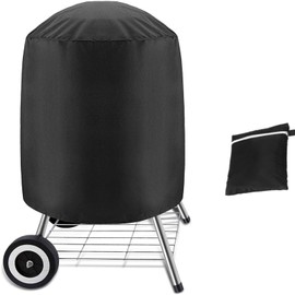75x70cm BBQ Grill Cover Round Waterproof Dust-Proof UV Resistant Gas Grill Cover Outdoor Gas Charcoal Barbecue Gill Protector Cover for Weber Charcoal Kettle and Other Kettle Style Barbecue Grill