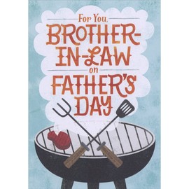 Designer Greetings Single Steak on Grill with Criss Crossed Spatula and Fork Father's Day Card for Brother-in-Law