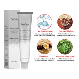 PureStyle 100ml Professional Permanent Blonde Hair Color Dye Cream Ammonia Free, Long Lasting Golden Color, 100% Gray Coverage, Natural Shine, Easy Use At Home (77/0 Medium Neutral Blonde)