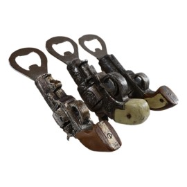 Pack Of 3 Western Cowboy Six Shooter Revolver Gun Pistols Beer Bottle Openers
