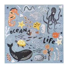 Wee Gallery Ocean Floor Puzzle - Jumbo Jigsaw Floor Puzzle for Toddlers - Sensory Toys Promoting Cognitive & Motor Development - Sustainable Learning Toys for Kids - (24 Pieces, 2 x 2 Feet)