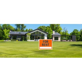 2pk For Rent Signs with Stakes | 17" x 13" Large Corrugated Plastic House For Rent Yard Signs with H-Frame Stakes for Real Estate
