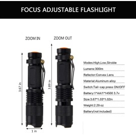 MODOAO LED Flashlight, Zoomable Waterproof Torches with Clip, 3 Light Mode for Camping, Night Fishing, Hunting, Hiking, Night Vision, Astronomy, Emergency and Daily Carry (3c)