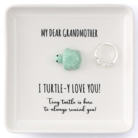 HOME SMILE Turtle Jewelry Dish Tray-Grandma Gifts Mothers Day Birthday Gifts for Grandma from Granddaughter Grandson Grandkids,I Turtley Love You Gifts