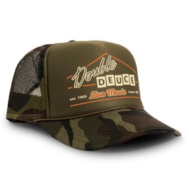 Black Rabbit Road House Double Deuce Logo Retro 80s Snapback Cap (Green/Camo)