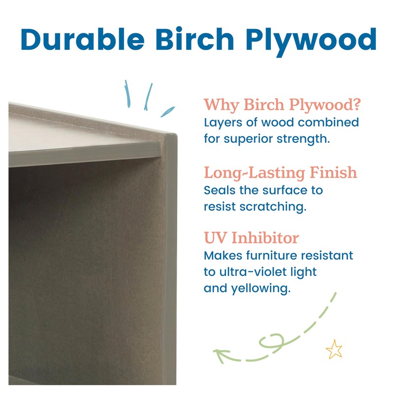 ECR4Kids Play Kitchen Storage Cupboard, Wooden Playset, Grey Wash