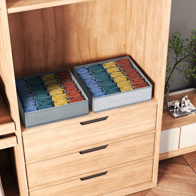 DIMJ Pack of 2 Storage Boxes, 24 Cell Drawer Organiser,