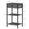 VECELO Tall End Side Table,Nightstand with Adjustable Shelf and Bin